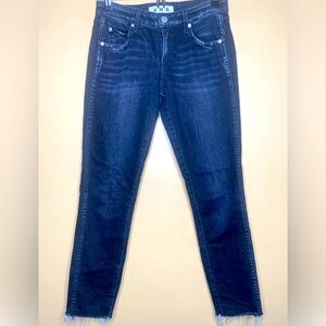 AMO Jeans Size 26 Crop Black Ankle Length frayed hem Denim